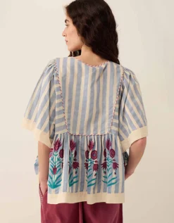 East Rylea Printed Cotton Top Blue