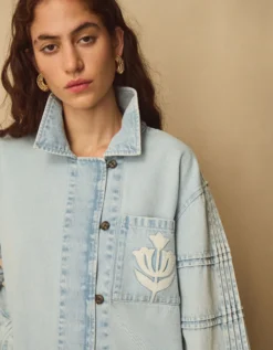 East Selma Embroidered Denim Jacket Blue