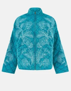 East Tate Embroidered Quilted Jacket Teal