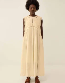 East Winnie Broderie Cotton Dress White