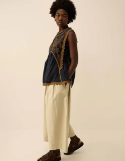 East Winnie Broderie Cotton Top Blue