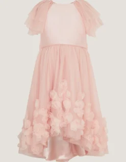 Eden Appliqué Rose Tulle Dress Pink