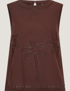 Eden Palm Cutwork Tank Top Brown