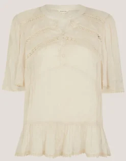 Edith Floaty Lace Top Ivory