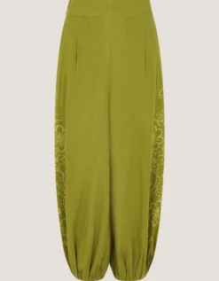 Effie Embroidered Harem Trousers Green