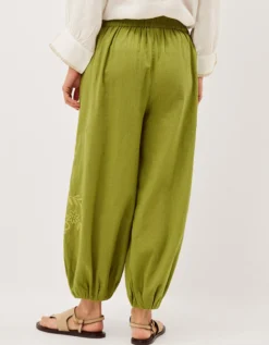 Effie Embroidered Harem Trousers Green