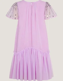 Elena Short Sleeve Sequin Party Dress Purple