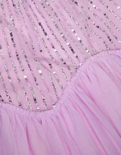 Elena Short Sleeve Sequin Party Dress Purple