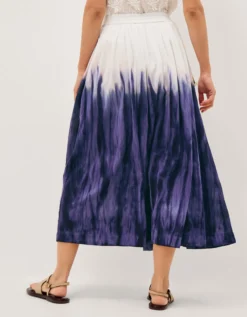Elise Ombré Dip Dye Midi Skirt Blue