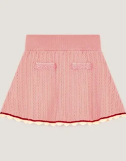 Embellished Cable Knit Skirt Pink