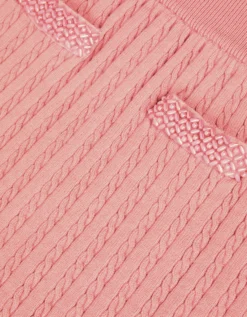 Embellished Cable Knit Skirt Pink