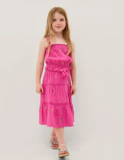 Embroidered Floral Top & Skirt Set Pink