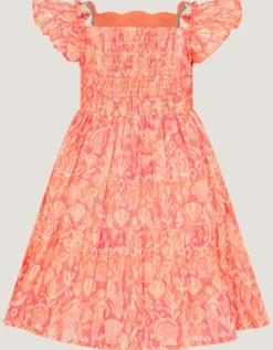 Embroidered Shell Print Dress Pink