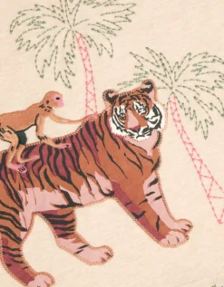 Embroidered Tiger T-Shirt Cream