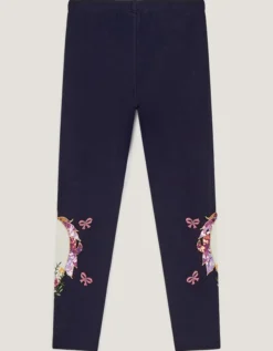 Embroidered Unicorn Leggings Blue