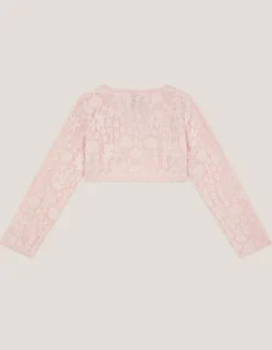 Emilia Lace Scallop Cardigan Pink