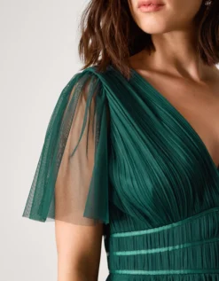 Emily Short Sleeve Tulle Bridesmaid Dress Green