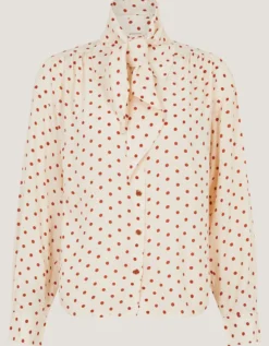 Esme Polka Dot Shirt & Scarf Ivory