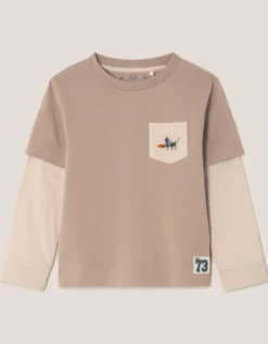 Explore Graphic Long Sleeve T-Shirt Camel