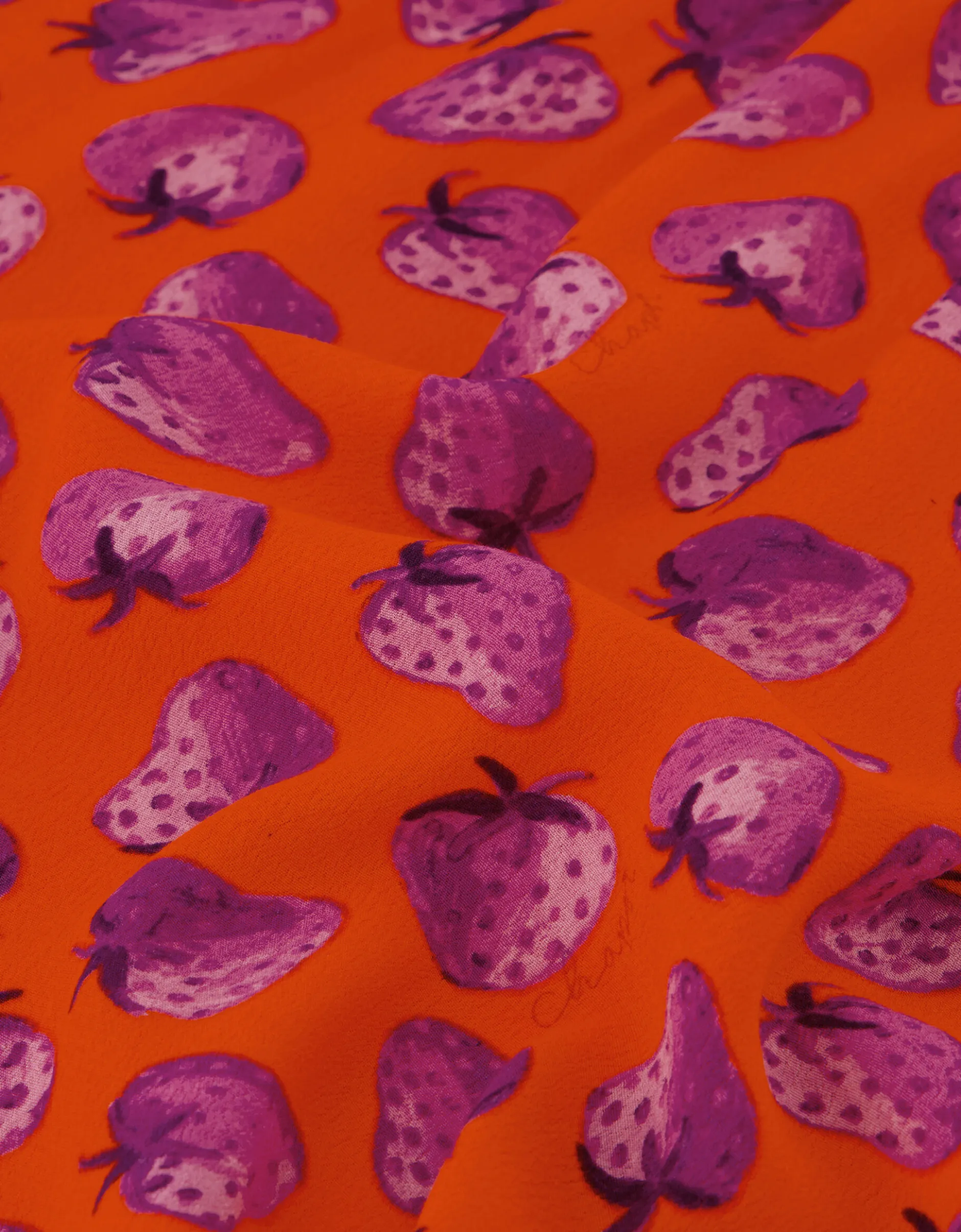 Fabienne Chapot Bonna Strawberry Print Midi Dress Orange
