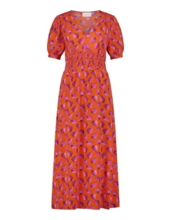 Fabienne Chapot Bonna Strawberry Print Midi Dress Orange