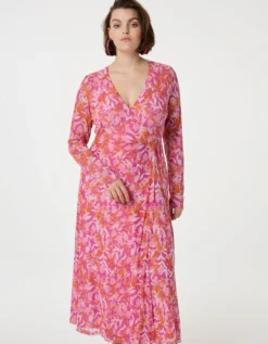 Fabienne Chapot Natty Wrap Midi Dress Pink
