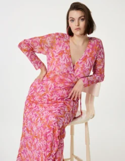 Fabienne Chapot Natty Wrap Midi Dress Pink