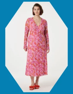 Fabienne Chapot Natty Wrap Midi Dress Pink