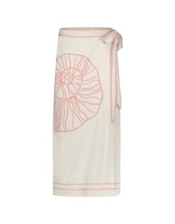 Fabienne Chapot Sine Shell Embroidered Wrap Skirt Ivory