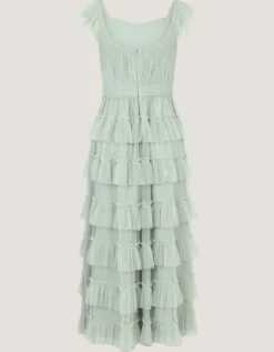 Faith Tulle Ruffle Prom Dress Green