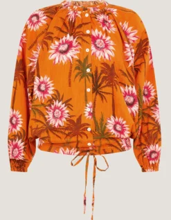 Fallon Floral Print Blouse Orange