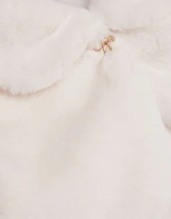 Faux Fur Collared Shrug Ivory