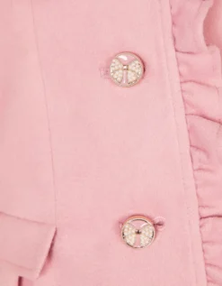 Faux Fur Collar Frill Coat Pink