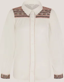 Felicity Embroidered Cotton Shirt White