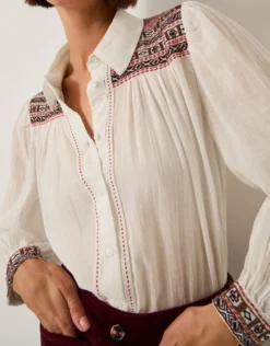 Felicity Embroidered Cotton Shirt White