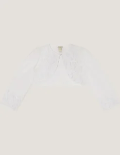 Felicity Embroidered Mesh Cardigan White