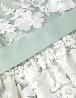 Felicity Floral Embroidered Mesh Dress Green
