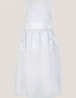 Felicity Floral Embroidered Communion Dress White