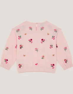 Floral Broderie Bow Sweatshirt Pink