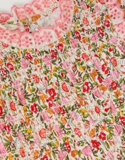 Floral Broderie Smocked Jersey Dress Multi