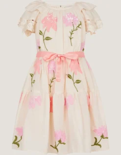 Floral Embellished Lace Dress Ivory