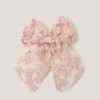 Floral Embroidered Bow Hair Clip