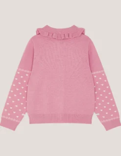 Floral Embroidered Collar Cardigan Pink