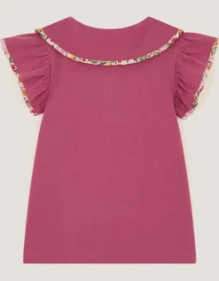 Floral Embroidered Cotton T-Shirt Pink
