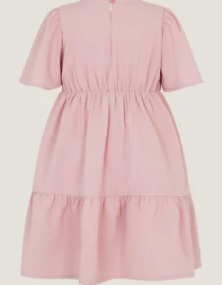 Floral Embroidered Smocked Dress Pink