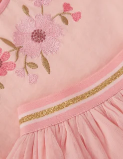 Floral Embroidered Top & Skirt Set Pink