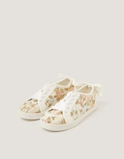 Floral Embroidered Trainers Gold