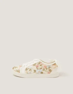 Floral Embroidered Trainers Gold