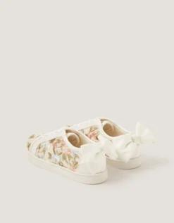 Floral Embroidered Trainers Gold