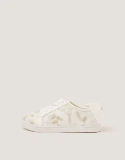 Floral Embroidered Trainers Ivory